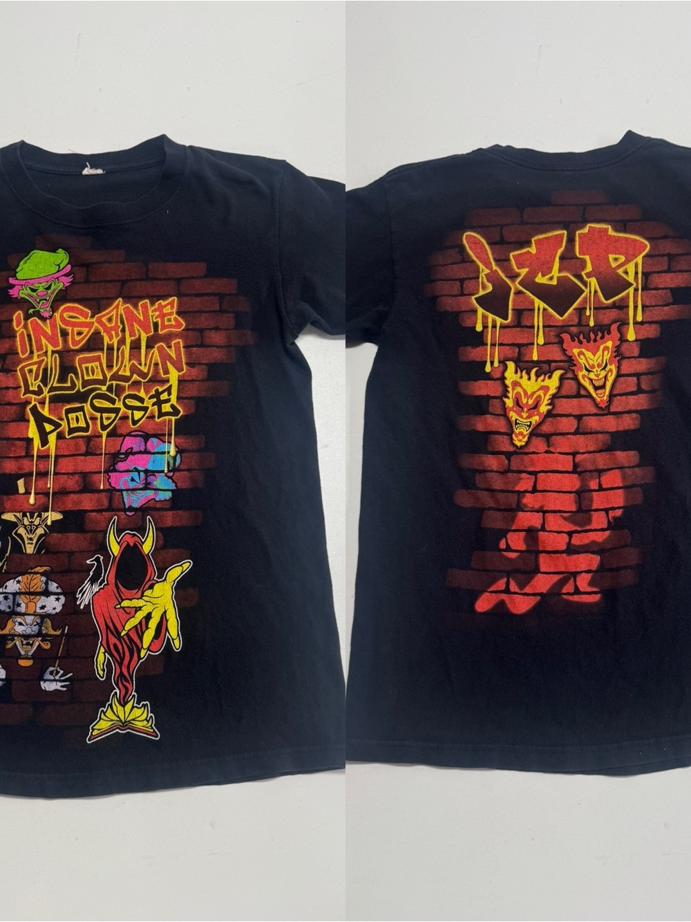 Insane Clown Posse ICP Vintage Graffiti Brick Wall Black T-Shirt Size Medium